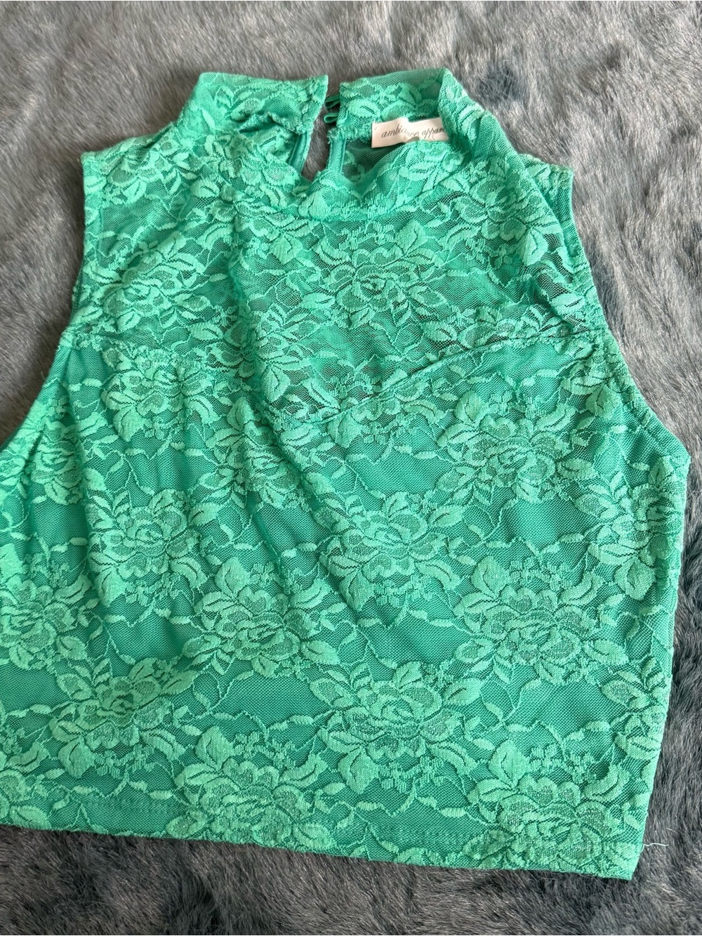 Ambiance Mint Green Lace Mock Neck Camisole